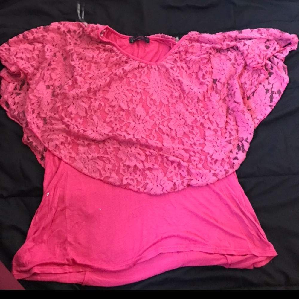 Pink lace poncho style shirt